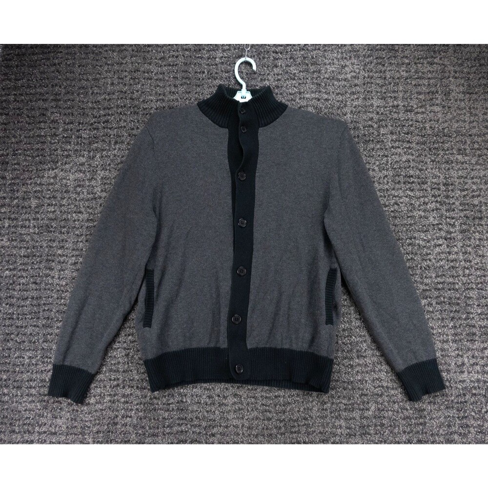 Carbon 2 Cobalt Sweater Mens Large Gray Cardigan Elbow Patches Cotton Wool Blend